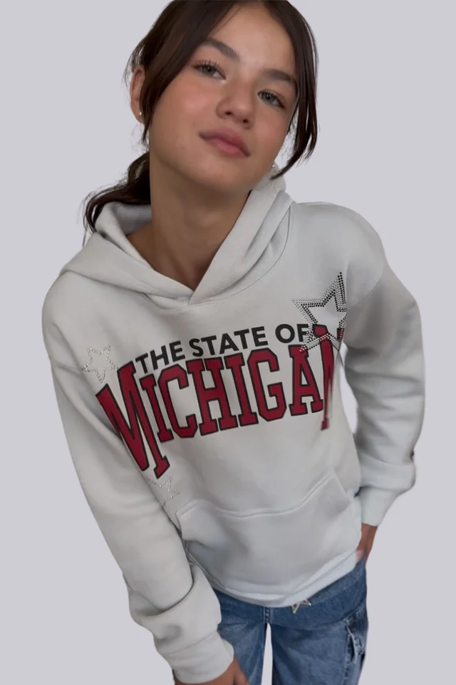 Buzo Oversize  Estampa Michigan C/Apliques Estrella