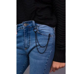 Jeans Elastizado Basico C/ Colgante Cadena Negra - Vista 2