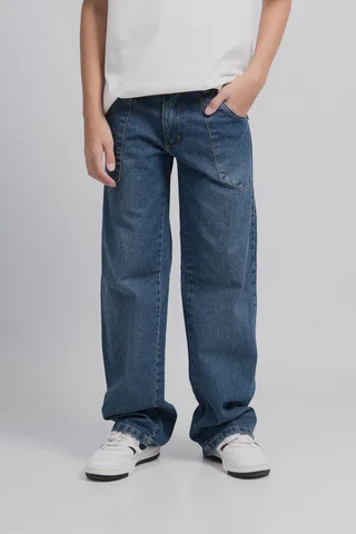 Jeans buggy  con bolsillos y recortes - Vista 1