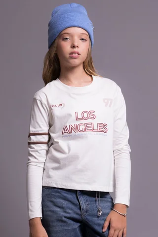 Remera Angel De Jersey Con Estampa Gráfica Los Ángeles 97 Y  Vivo En Mangas. - Vista 1