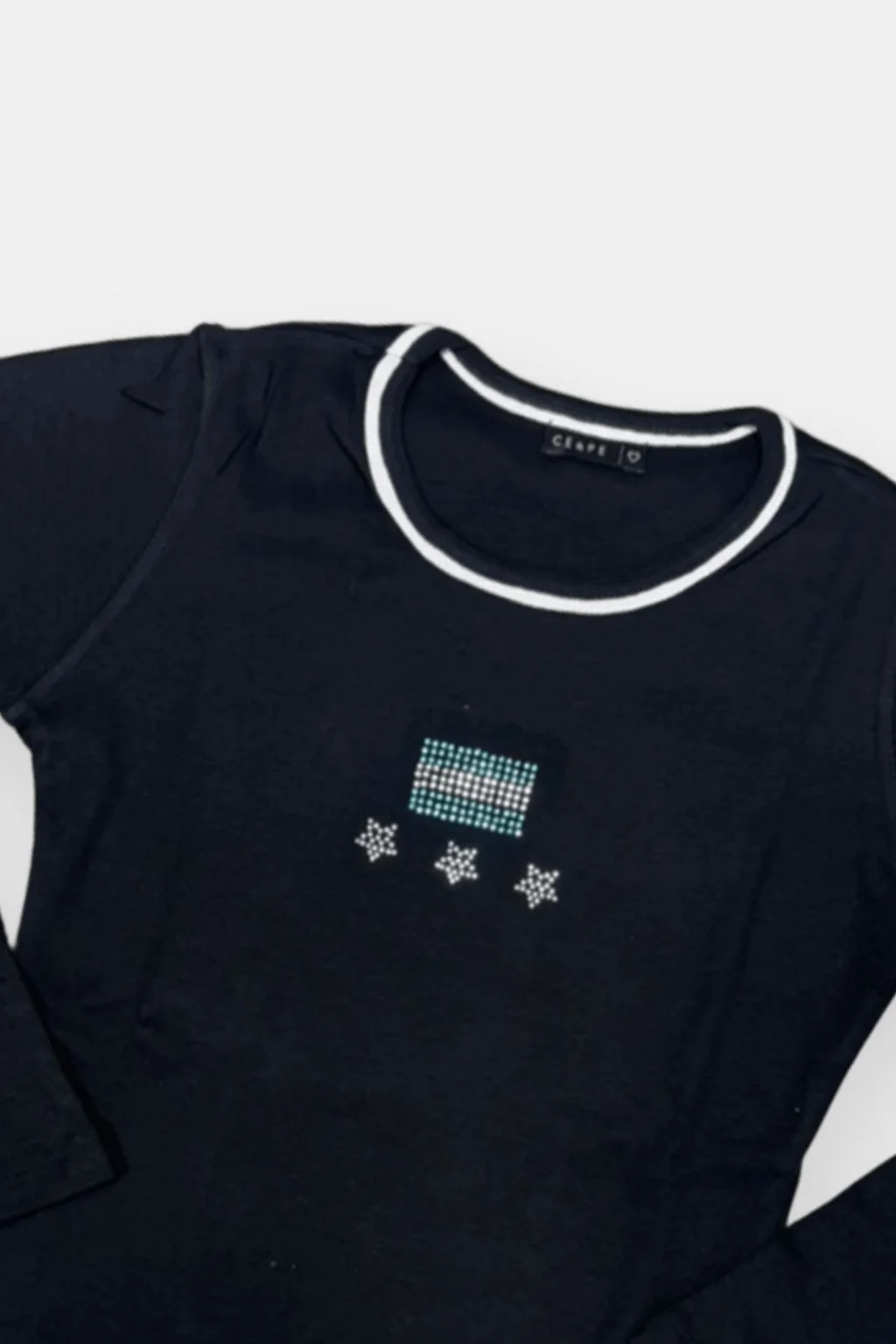 Remera Eira Cuello Combinado Argentina Con Stras - 0