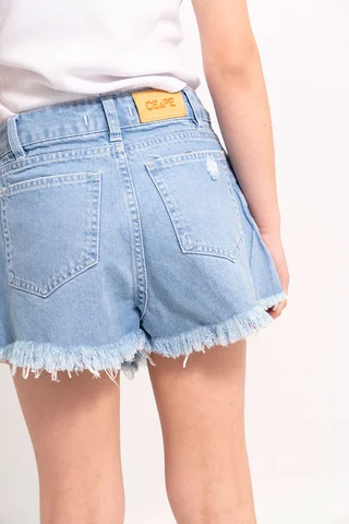 Skorts Jeans Celeste Desflecado C/Roturas - Vista 4