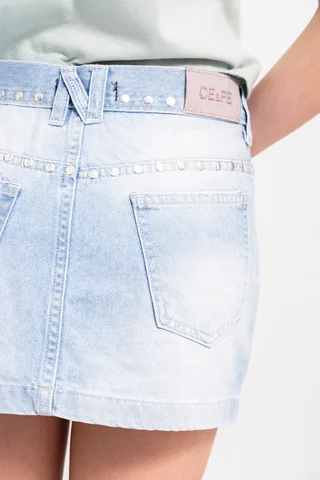 Mini Jeans Azul Con Recorte - Vista 2