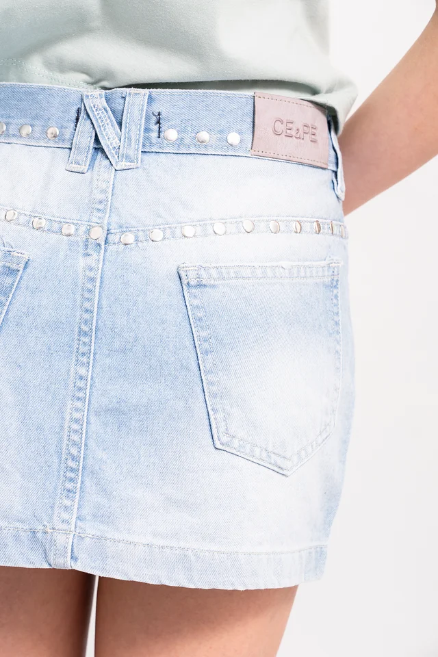 Mini Jeans Azul Con Recorte