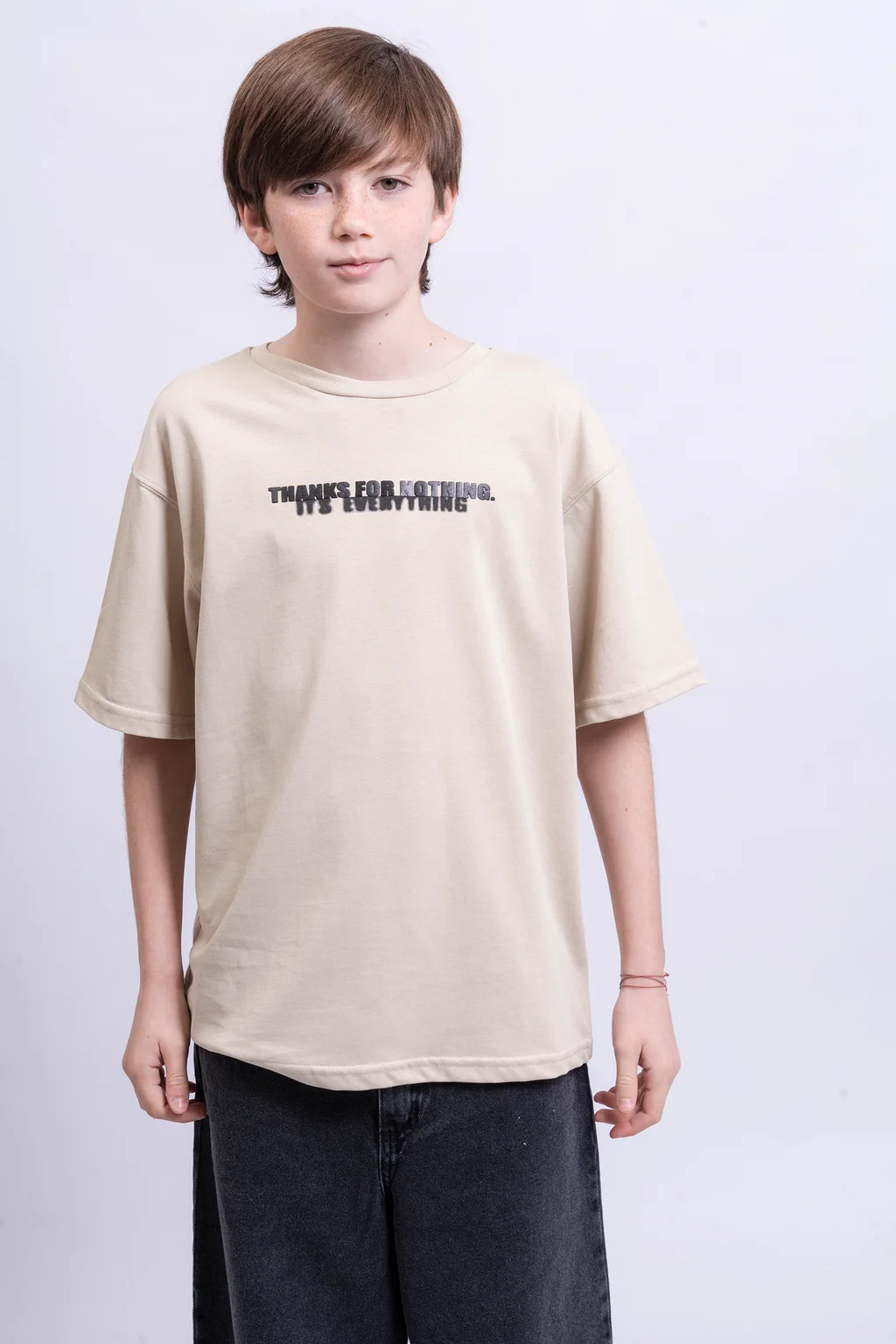 Remera Bauty Manga Corta Oversize En Algodon Frio Con Estanpa Thanks For Nothing - 0