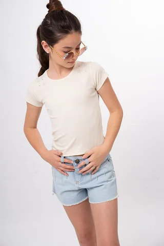 Remera M/C Dtalles Estrellas Y Cadenas En Hombro - Vista 2