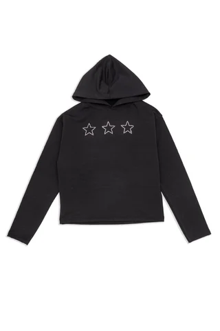 Buzo Frizado Con Capucha Y Estrellas Aplicadas - Vista 1