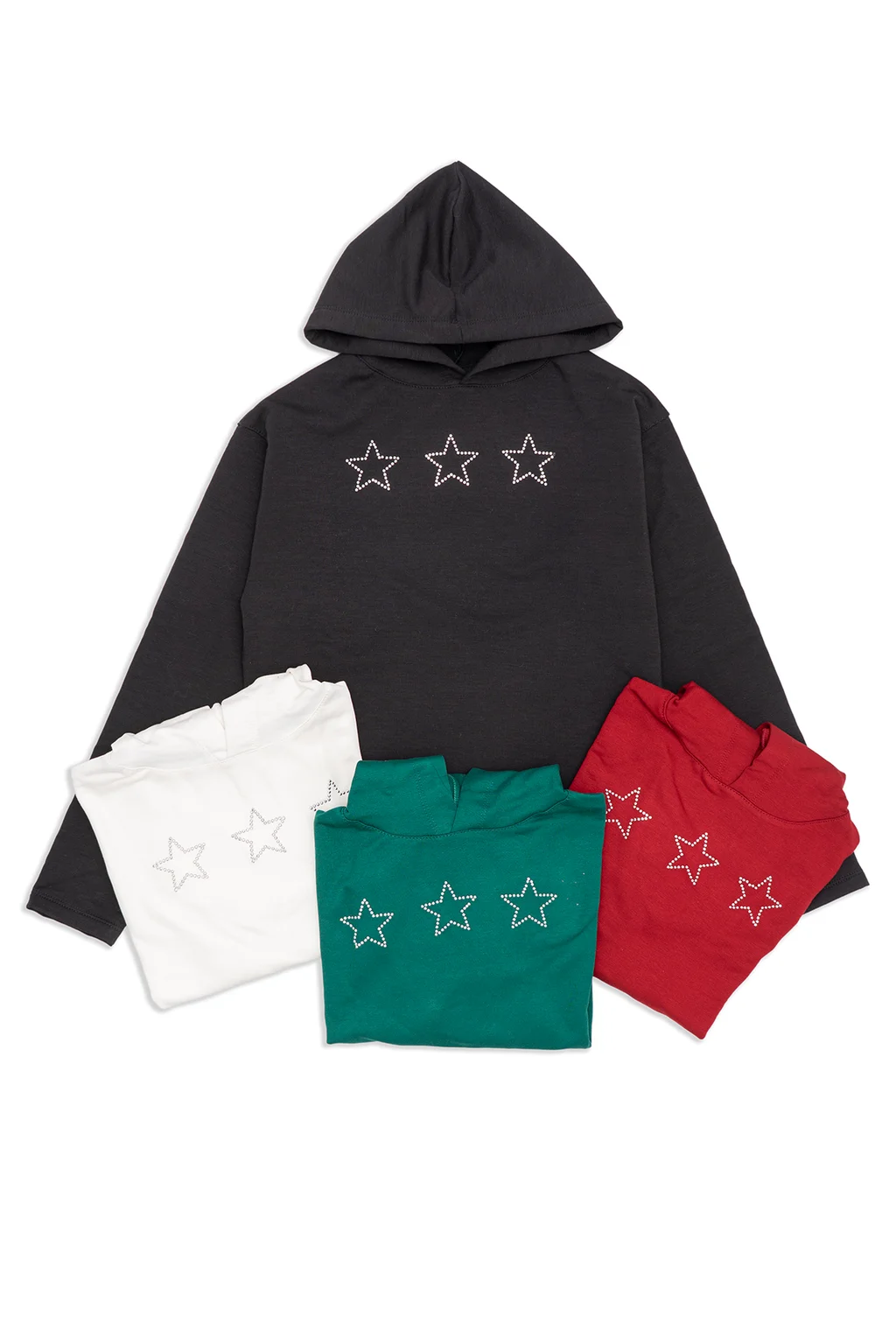 Buzo Frizado Con Capucha Y Estrellas Aplicadas - 2