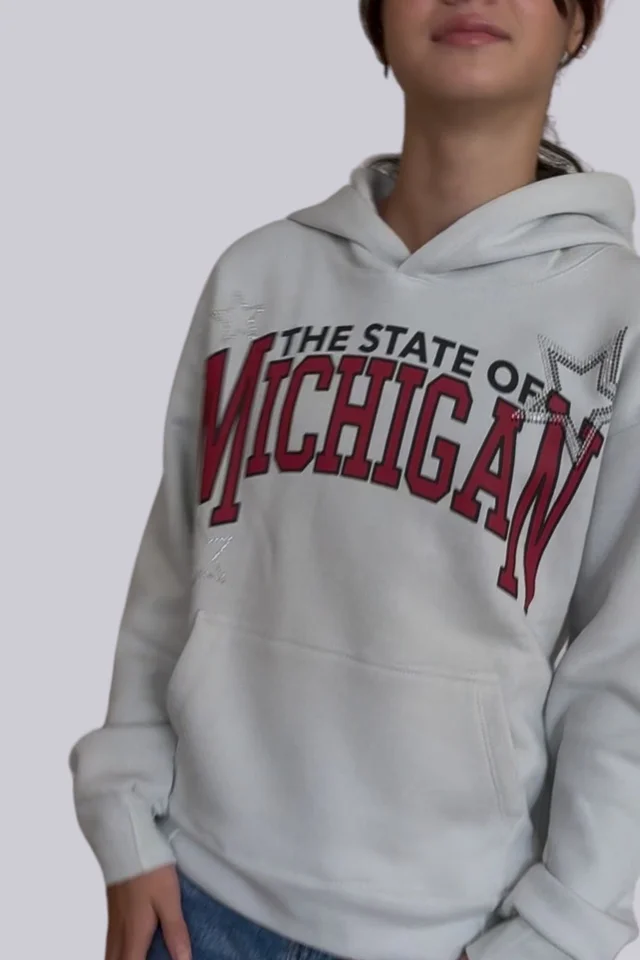 Buzo Oversize  Estampa Michigan C/Apliques Estrella