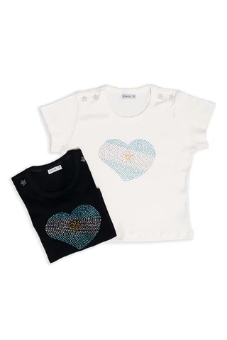 Remera Lena Manga Corta Corazon Argentina De Stras - Vista 3