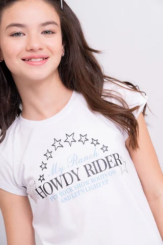 Remera Manga Corta Howdy Rider Estrells Aplicdas - Vista 1