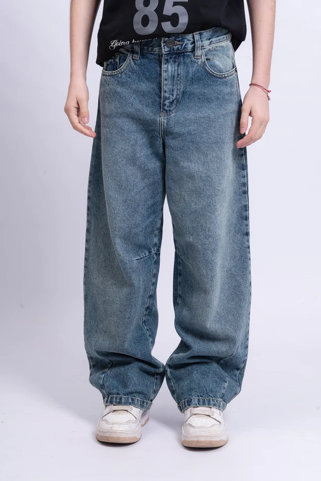 Jean Ryan Baggy Blue Matizado Con Pinza. Calce Amplio.