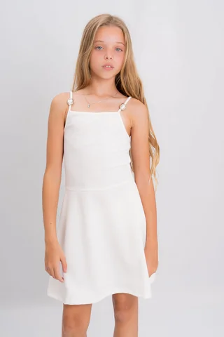 Vestido Doble Bretel Con Perlas - Vista 1