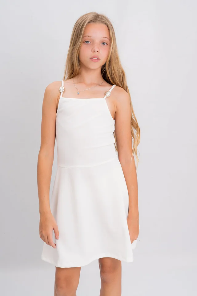 Vestido Doble Bretel Con Perlas