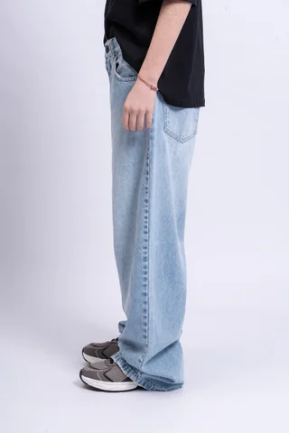 Jeans Lucca Baggy Celeste Con Pinzas Calce Relajado - Vista 3