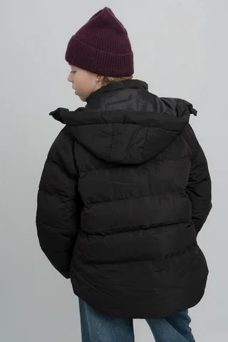 Puffer C Capucha Desmontable Bolsillos C Detalles Engomados Y Cintura Ajustable - Vista 3