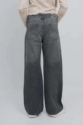 Jean Lou  Wide Leg Black Basico Tiro Bajo - Vista 4