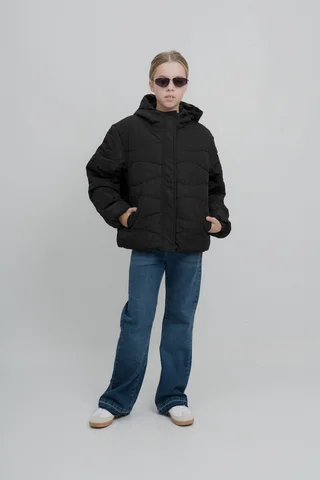 Puffer Diseño Ondas  Capucha Cierre Frontal C Solapa Y Broches Cintura Ajustable - Vista 3