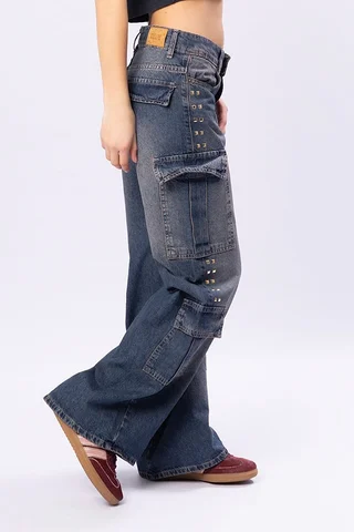 Jeans Cargo Matizado con tachas - Vista 2