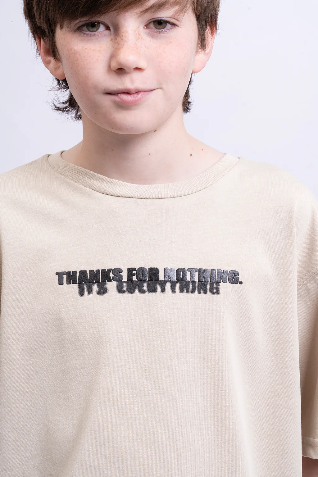 Remera Bauty Manga Corta Oversize En Algodon Frio Con Estanpa Thanks For Nothing - 1