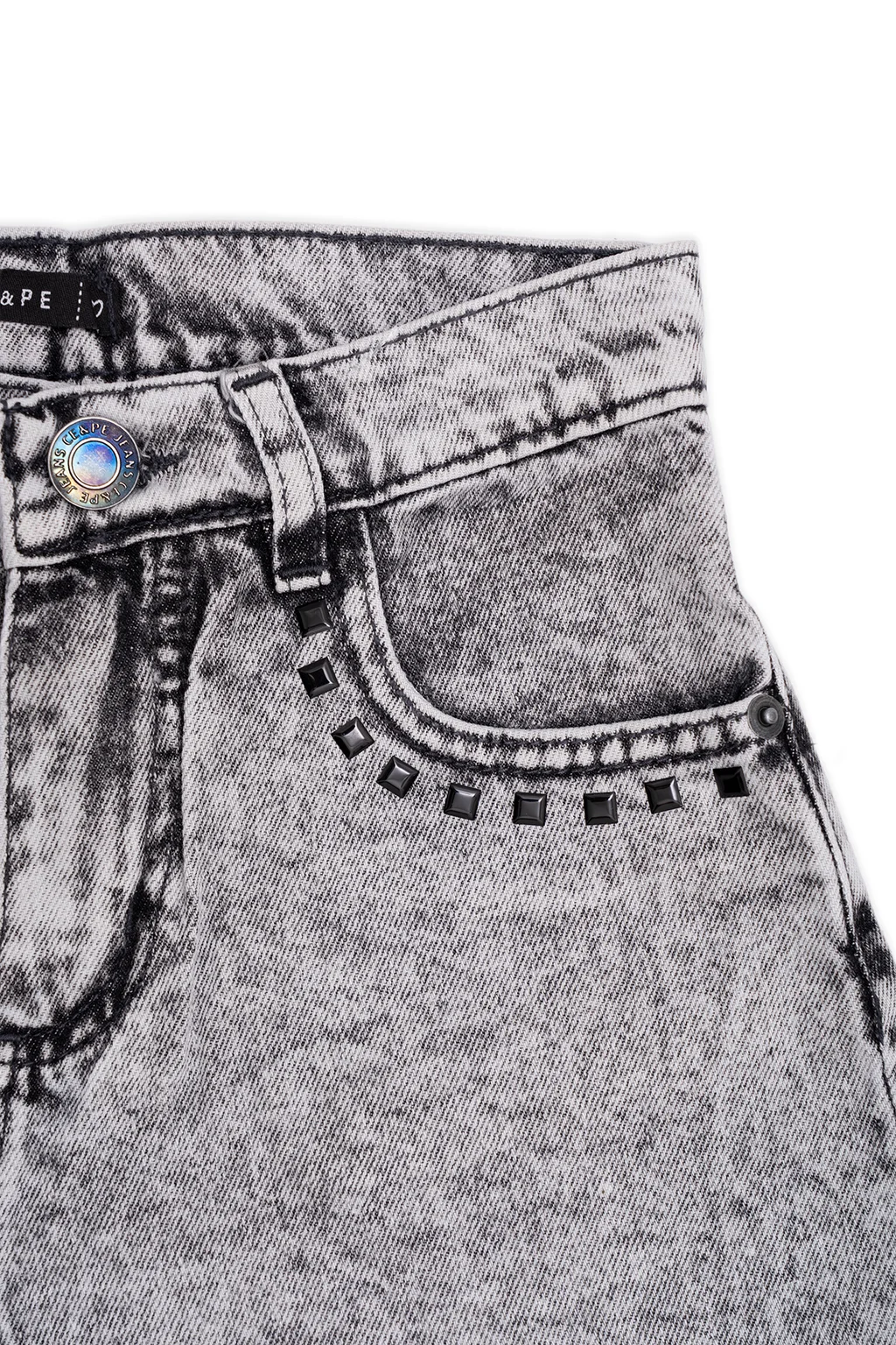 Bermuda Denim Buggy Black Con Tachas