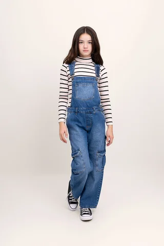 Jardinero Jeans Con Bolsillos Cargo - Vista 1