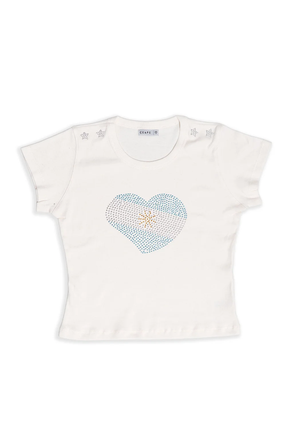 Remera Lena Manga Corta Corazon Argentina De Stras - 0