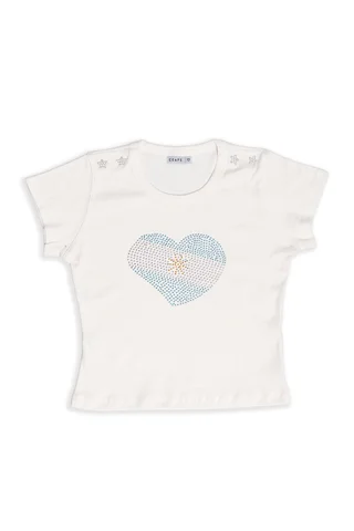 Remera Lena Manga Corta Corazon Argentina De Stras - Vista 1