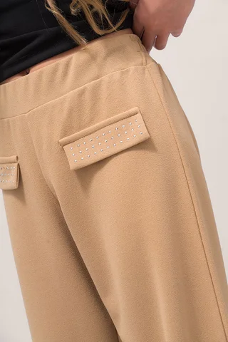Pantalon  Wide Leg De Vestir C/Full Stras En Tapa Bolsillo - Vista 5