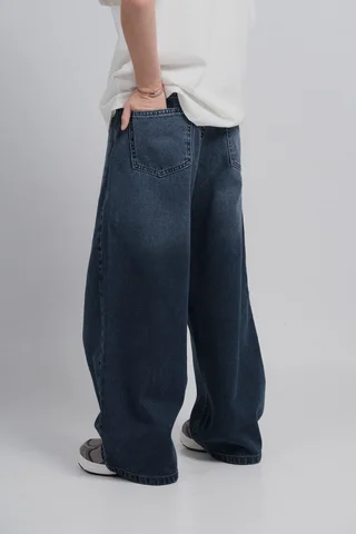 Jean Teo Baggy Blue Black Con Localizado Y Bigotes. Calce Amplio. - Vista 2