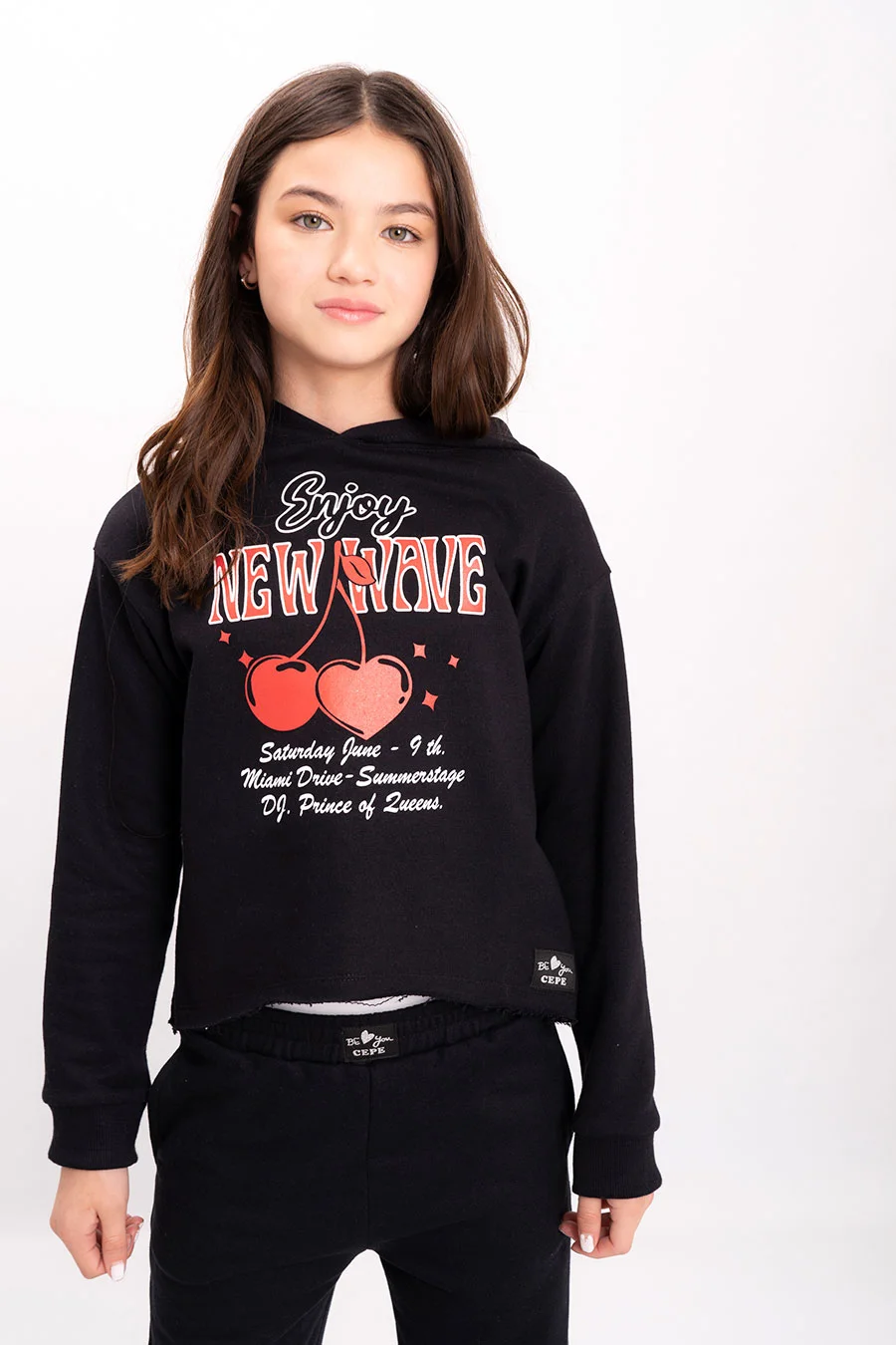 Hoddie En Rustico C/ Capucha Estampado New Wave - 2