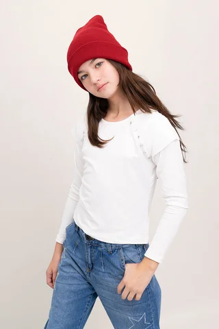 Remera M/Larga Modal Gamuzado Con Volados - Vista 1