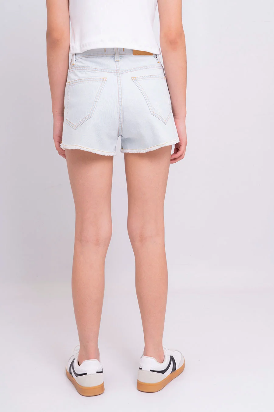 Short Ripped Celeste Con Roturas Y Desflecado - 3