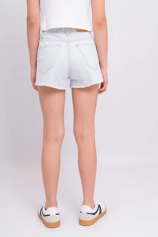 Short Ripped Celeste Con Roturas Y Desflecado - Vista 4
