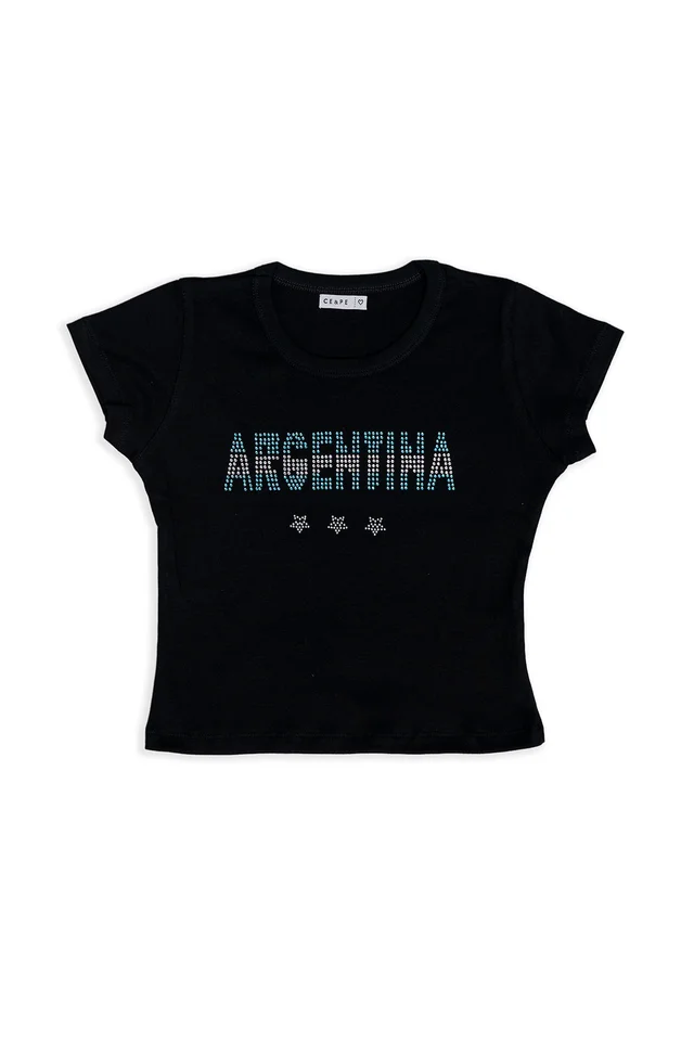 Remera Tina Manga Corta Argentina Tres Estrellas