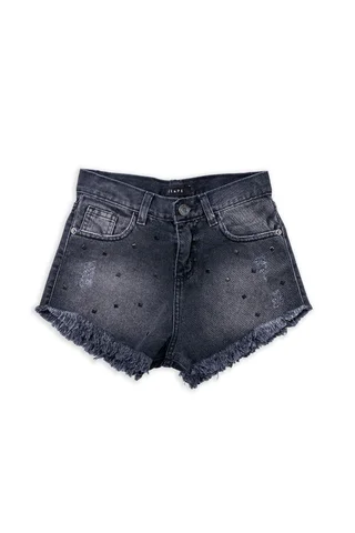 Short Jeans Negro Desflecdo Full Tachas - Vista 2