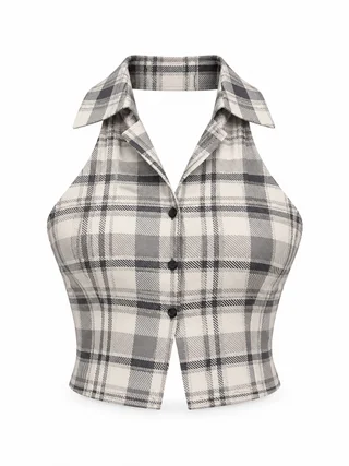 Top Camisa Tartar - Art 1740 (alg poplin cuadros) - Vista 3