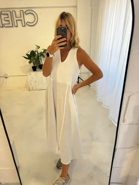 Vestido Colonia - Lino amplio en V