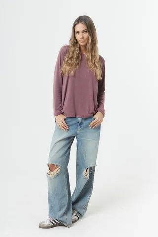 Remera Lina - Jersey mha larga esmerilado - Vista 2