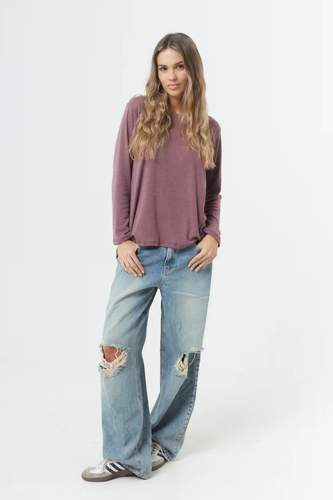 Remera Lina - Jersey mha larga esmerilado