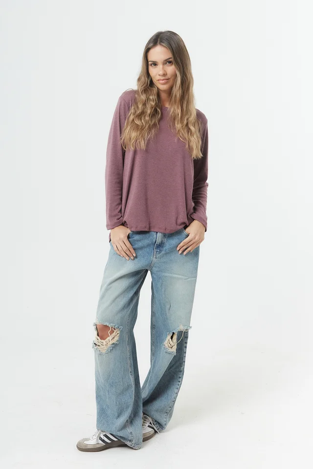 Remera Lina - Jersey mha larga esmerilado