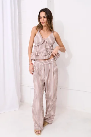 Pantalon Teresa. - Art 1444 (lino rayado) - Vista 1