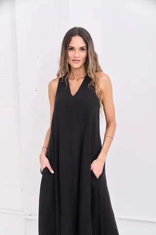 Vestido Colonia - Lino amplio en V - Vista 2