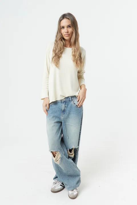 Remera Lina - Jersey mha larga esmerilado