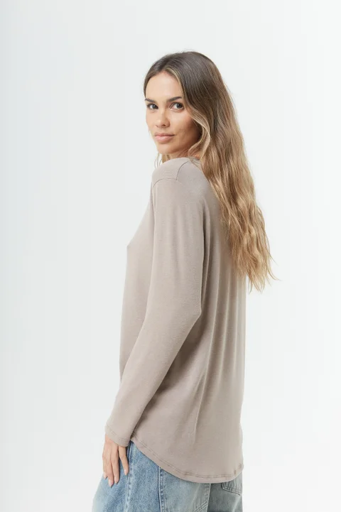 Remera Lina - Jersey mha larga esmerilado