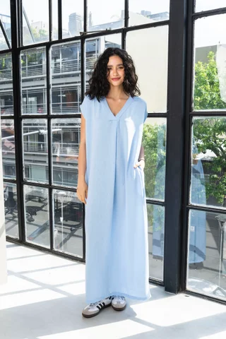 Tunica Delfina - Lino escote V - Vista 3