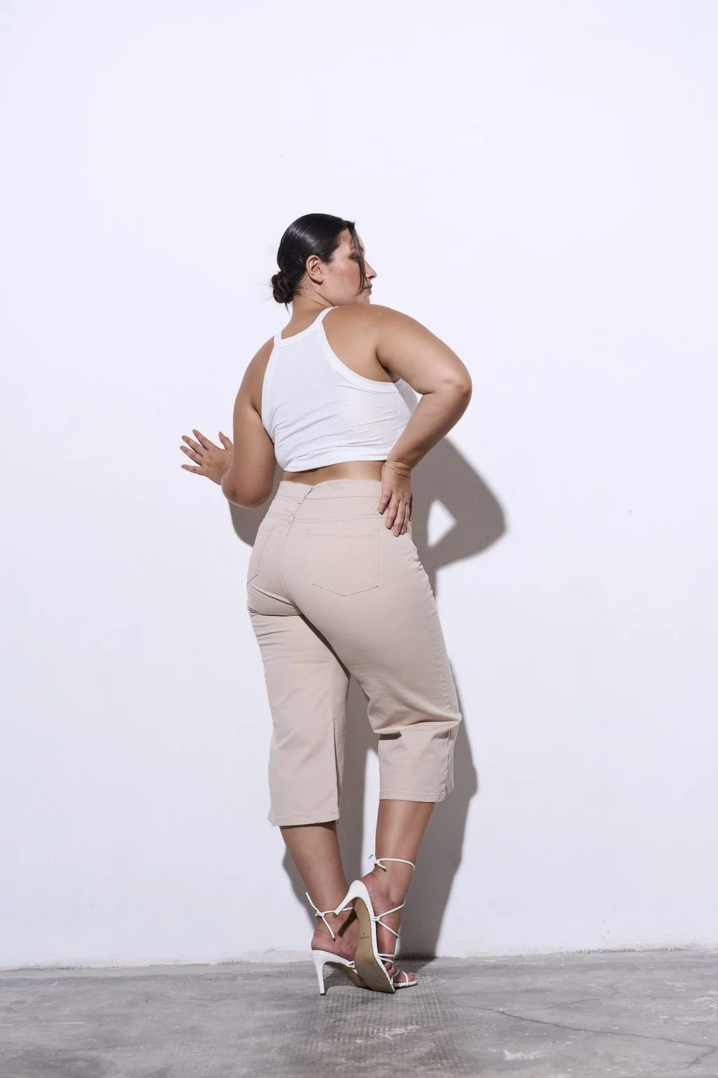 PALAZZO CROP BEIGE ELASTIZADO