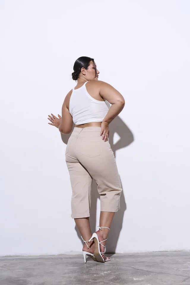 PALAZZO CROP BEIGE ELASTIZADO