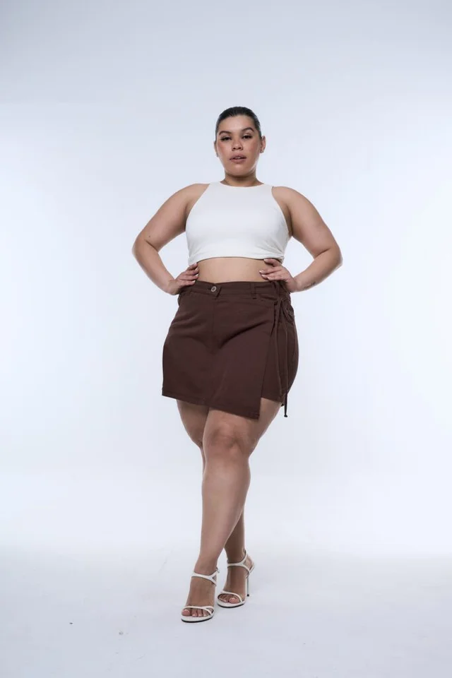 SHORT-POLLERA CHOCOLATE LAZO