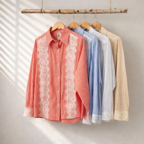 Camisa Padua Rayas con puntilla